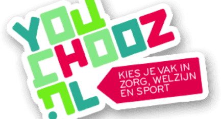 Het logo van YouChooz met de slogan ‘kies je vak in zorg, welzijn en sport’